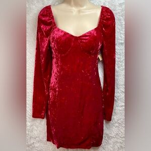 Madden NYC Junior's Red Velvet Corset Bodycon Dress